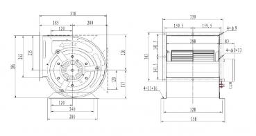 RADIALVENTILATOR 10/10 für WANDHAUBE MOTOR 3800 m3 Luft / Stunde