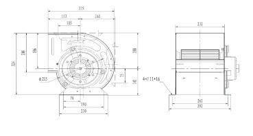 Radialventilator für Haubeneinbau 12/9/900. Motor 5000 m3 Luft / Stunde