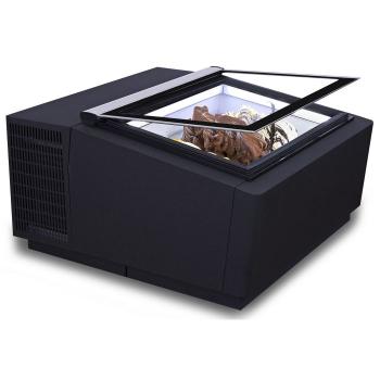 TISCHMODELL SPEISEISVITRINE SCHWARZ ÖFFNET AUF DER KUNDENSEITE EISVITRINE