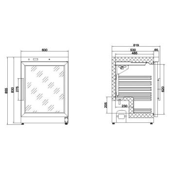 KÜHLSCHRANK GLASTÜR MINI 130 LITER