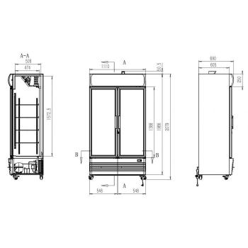 KÜHL/ TIEFKÜHLSCHRANK mit 2 GLASTÜREN