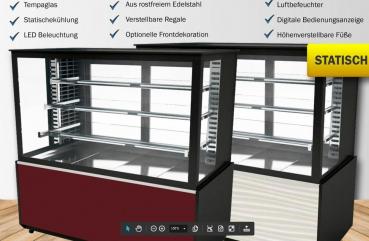 Fleischvitrine Statisch | B1100xT750xH1300 mm | Bordeaux-​Schwarz Adana Kebap Vitrine