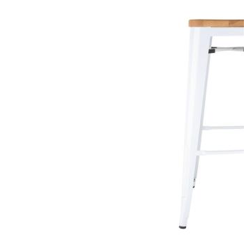 Bolero hoher Hocker aus verzinktem Stahl mit Holzsitz (4 Stück)