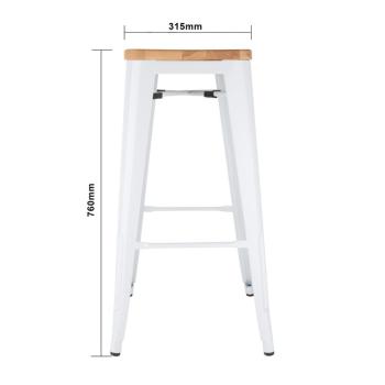 Bolero hoher Hocker aus verzinktem Stahl mit Holzsitz (4 Stück)