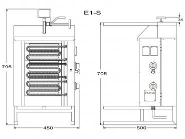 POTIS Elektro Dönergrill E1 Gyrosgrill max 15kg Dönermaschine