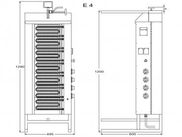 POTIS Elektro Dönergrill E4 Gyrosgrill max 80kg Dönermaschine