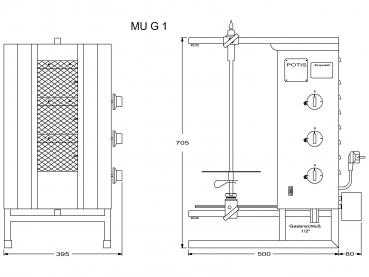 Potis Dönergrill G1 MU Gyrosgrill max 15kg Dönermaschine