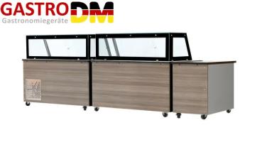 Kalte Theke 153x82x85.5 Klarglas schwarzer Rand Dönertheke  4x GN1/1 Salattheke