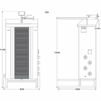 POTIS Elektro Ceran Dönergrill CE4 Gyrosgrill max 50kg Dönermaschine