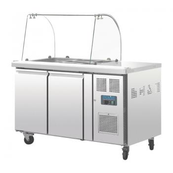 Polar 2 türige Saladette mit Glasaufsatz Dönertheke 136 cm Lang