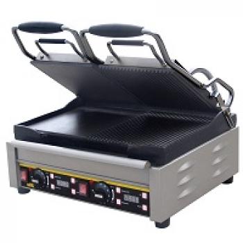 Buffalo doppelter Kontaktgrill mit Timer halb gerillt