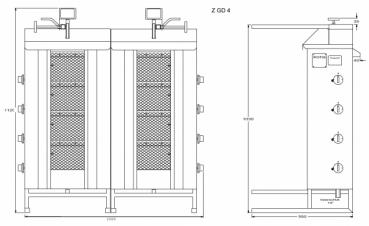 POTIS Zwillingsgrill Dönergrill Z GD4 Gyrosgrill max 70kg + 70kg Döner Ocagi