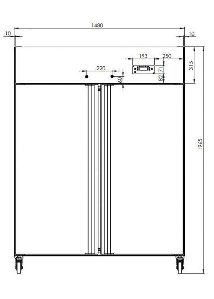 ECOLINE 1400 Gastro Edelstahl-Kühlschrank 2-türig GN 2/1 -1300 l