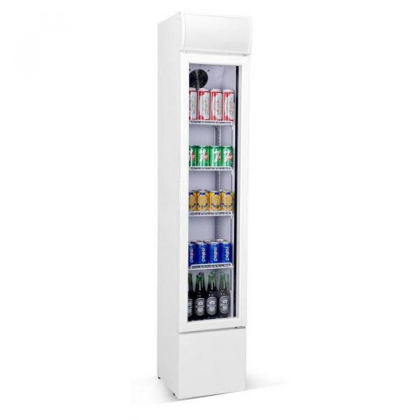 BAR KÜHLSCHRANK GLASTÜR SCHMALL WEIß