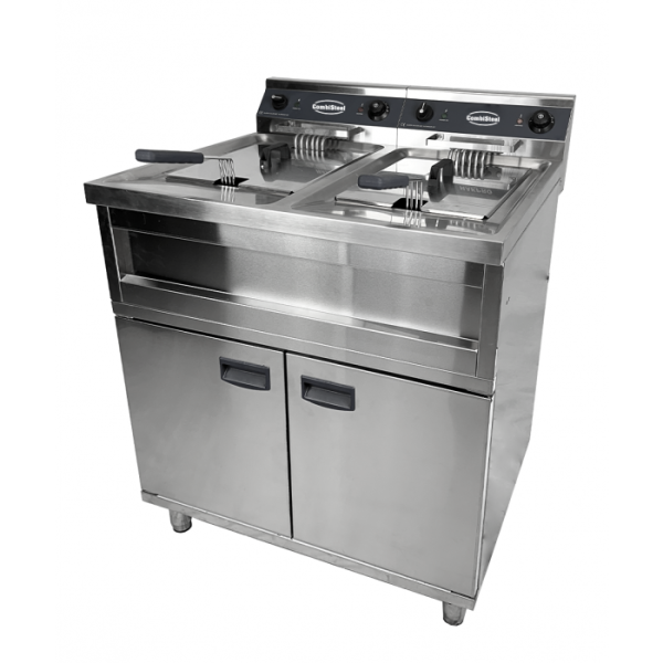 Elektro Doppel Fritteuse für 12 + 12 Liter 400V für Gastronomie