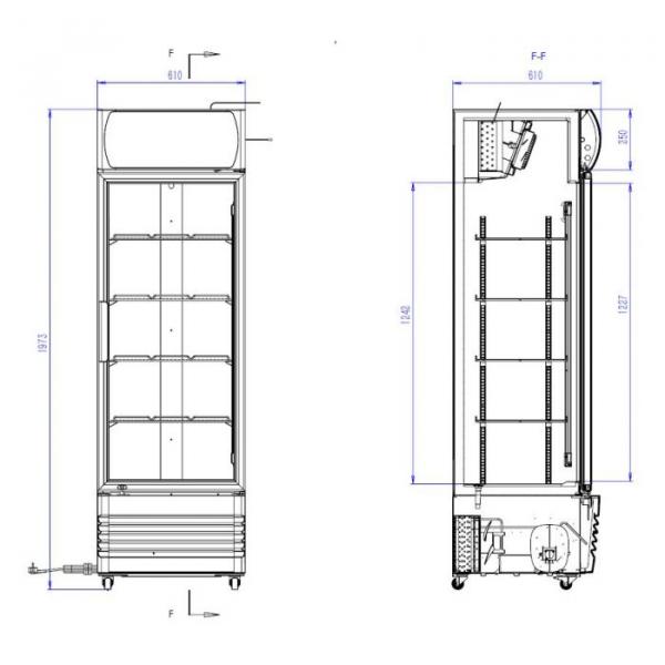 Getränkekühlschrank 370 Liter 1 Glastür Schwarz