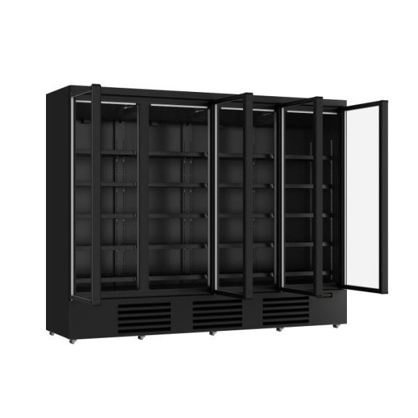 SUPERMARKTKÜHLSCHRANK KÜHLSCHRANK mit 4 GLASTÜREN Markt Getränkekühlschrank SCHWARZ