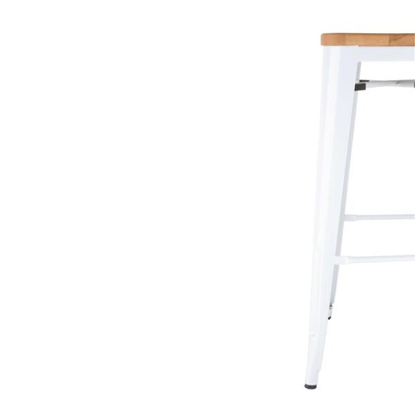 Bolero hoher Hocker aus verzinktem Stahl mit Holzsitz (4 Stück)