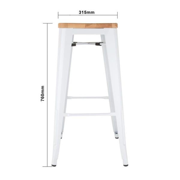 Bolero hoher Hocker aus verzinktem Stahl mit Holzsitz (4 Stück)