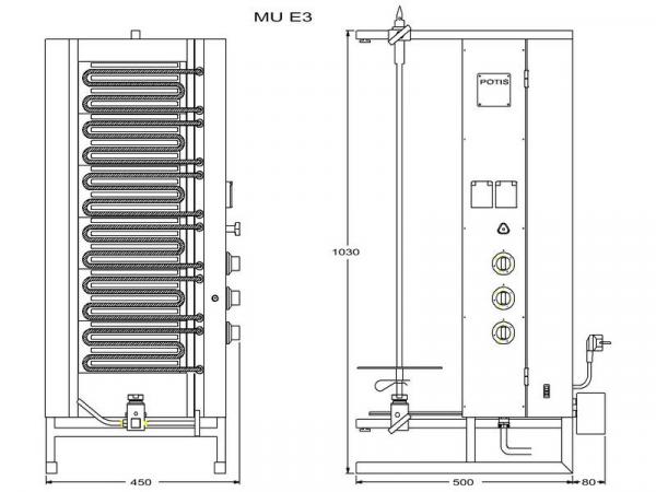 POTIS MU E3 Dönergrill Gyrosgrill max 50kg Döner Ocagi dönermaschine elektro gyrosmaschine