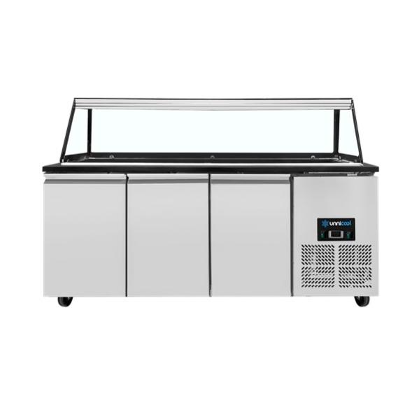 Dönertheke Salattheke 188 x 82 x 85.5cm für 5 x GN 1/1 mit Schwarze Granit