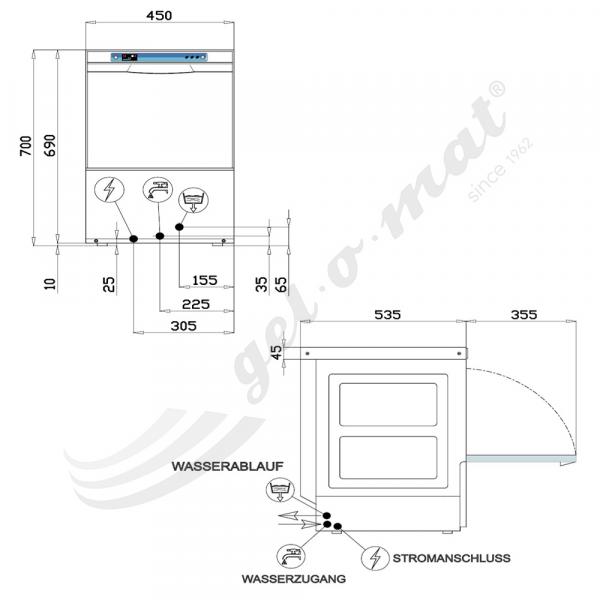 Gläserspülmaschine E GS 40 KO mit Ablaufpumpe