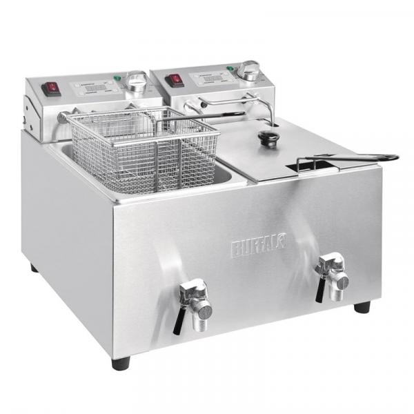 BUFFALO 2,9 KW DOPPEL FRITTEUSE MIT TIMER 2 x 8 Liter